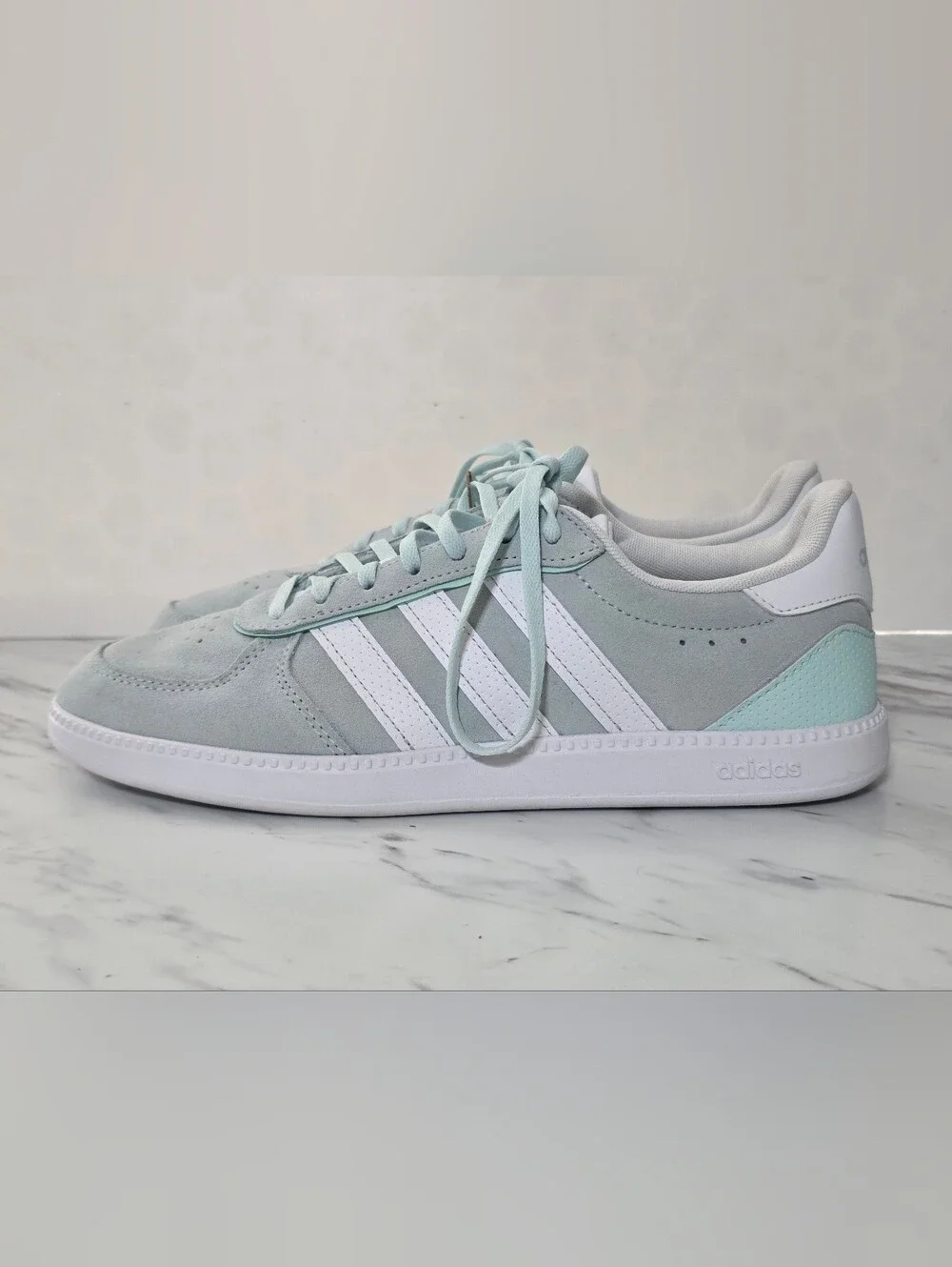 adidas Women’s Mint Green and White Court-Style Sneakers